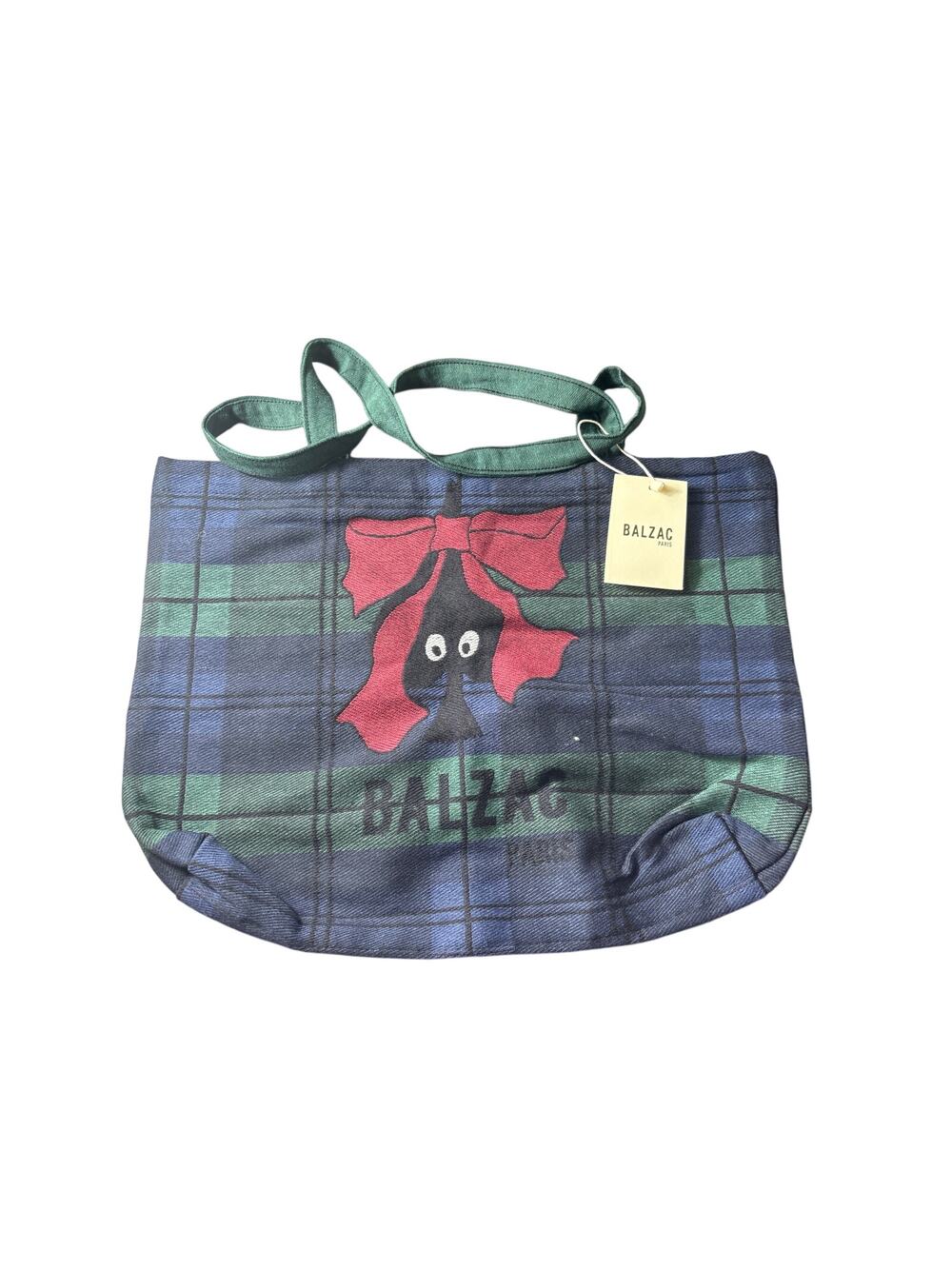 NWT Balzac Paris Tartan Vert Et Marine Bag 18"x14"